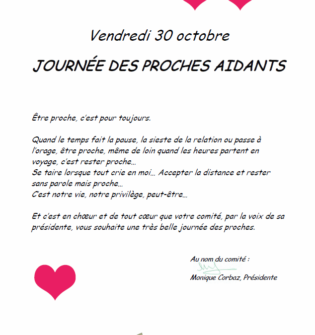 Vendredi 30 octobre – Journée des proches